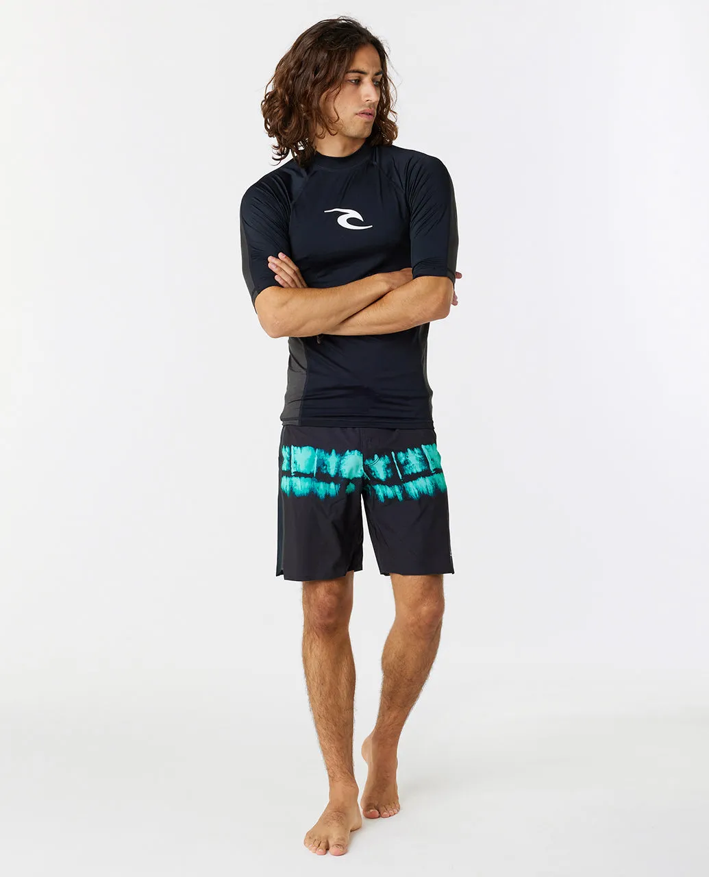 Rip Curl Mens Waves UPF 50 Perf Short Sleeve Rash Vest