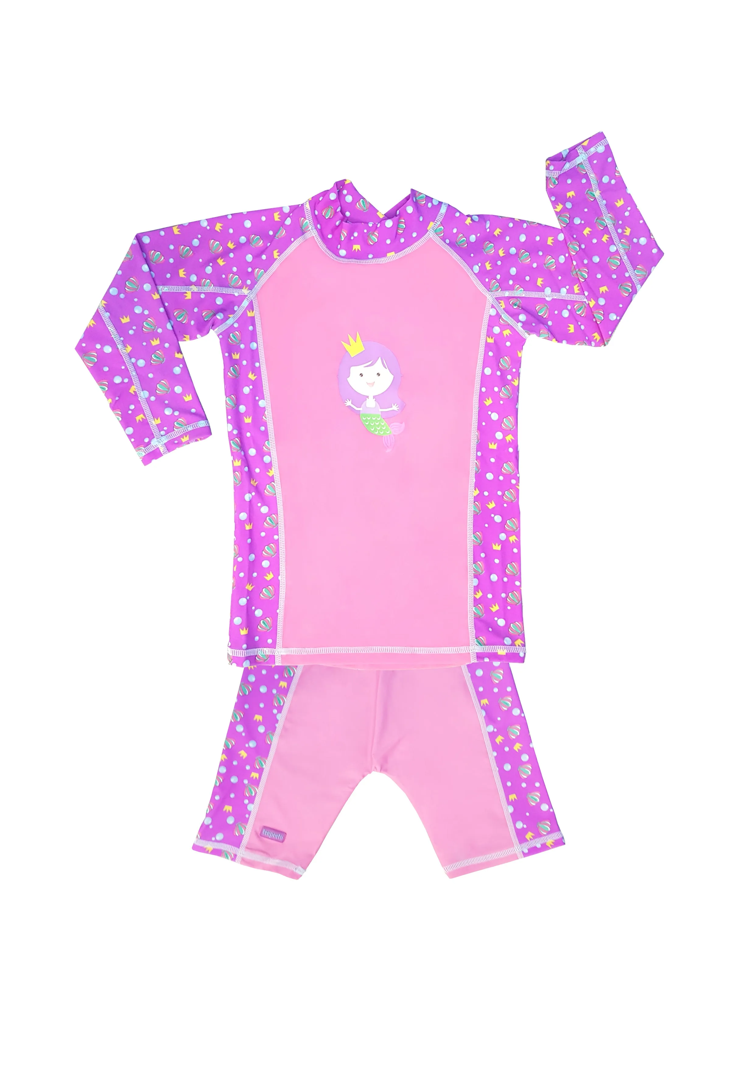 TeePeeTo UV50  Mermaid Long Sleeve Swim Top and Shorts Set