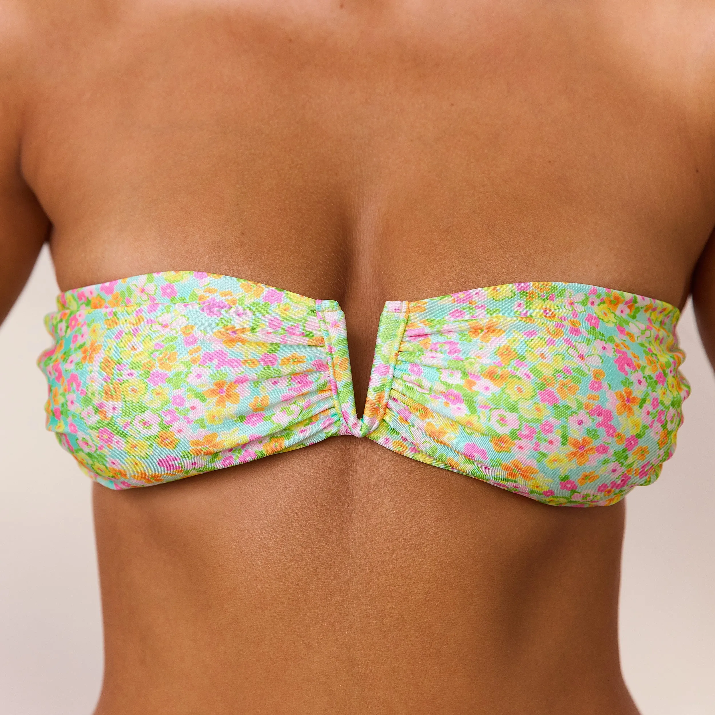 V Strapless Bandeau Bikini Top - Wild Flower