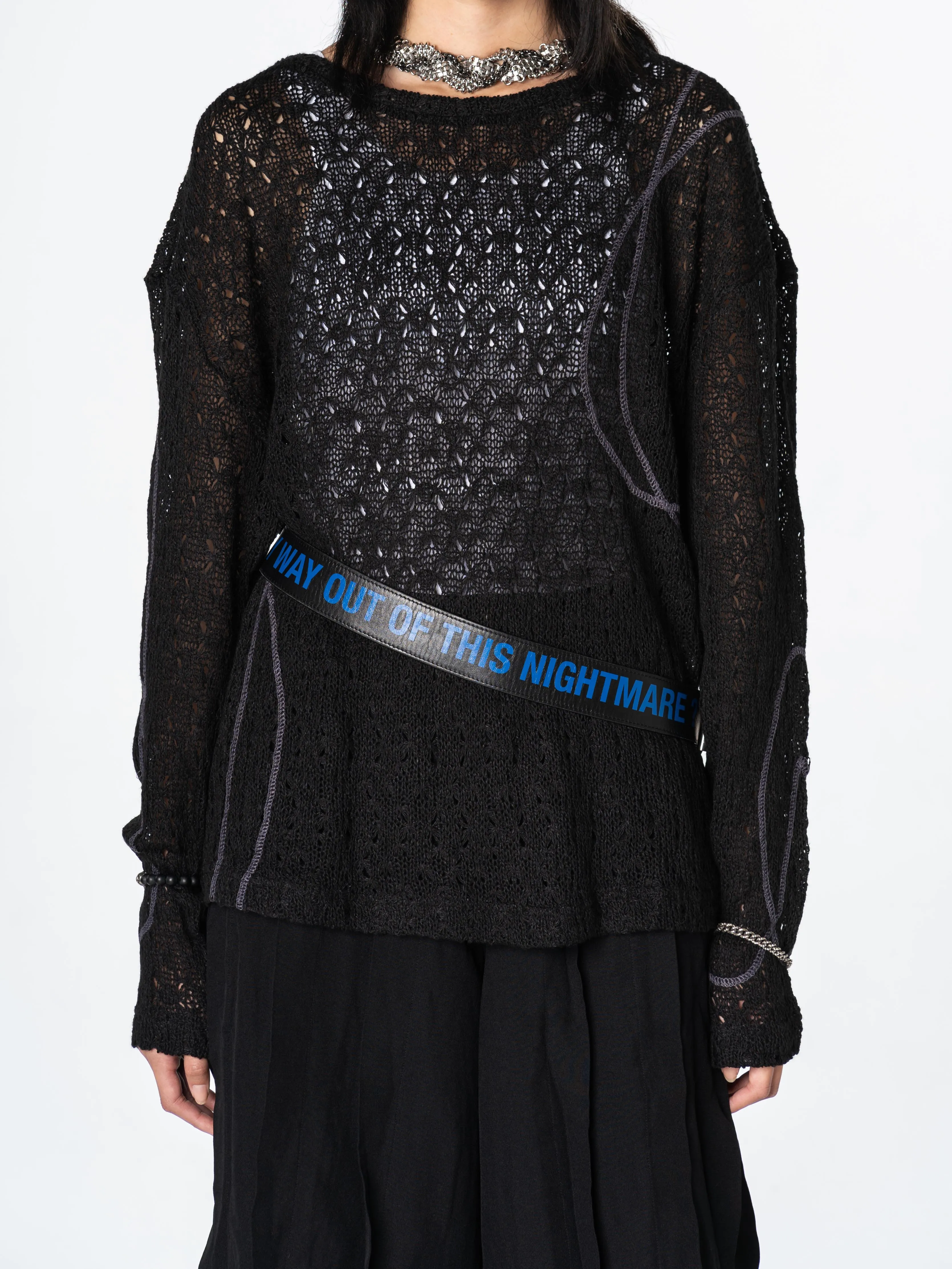 Watton Net Crewneck Sweater (Black)