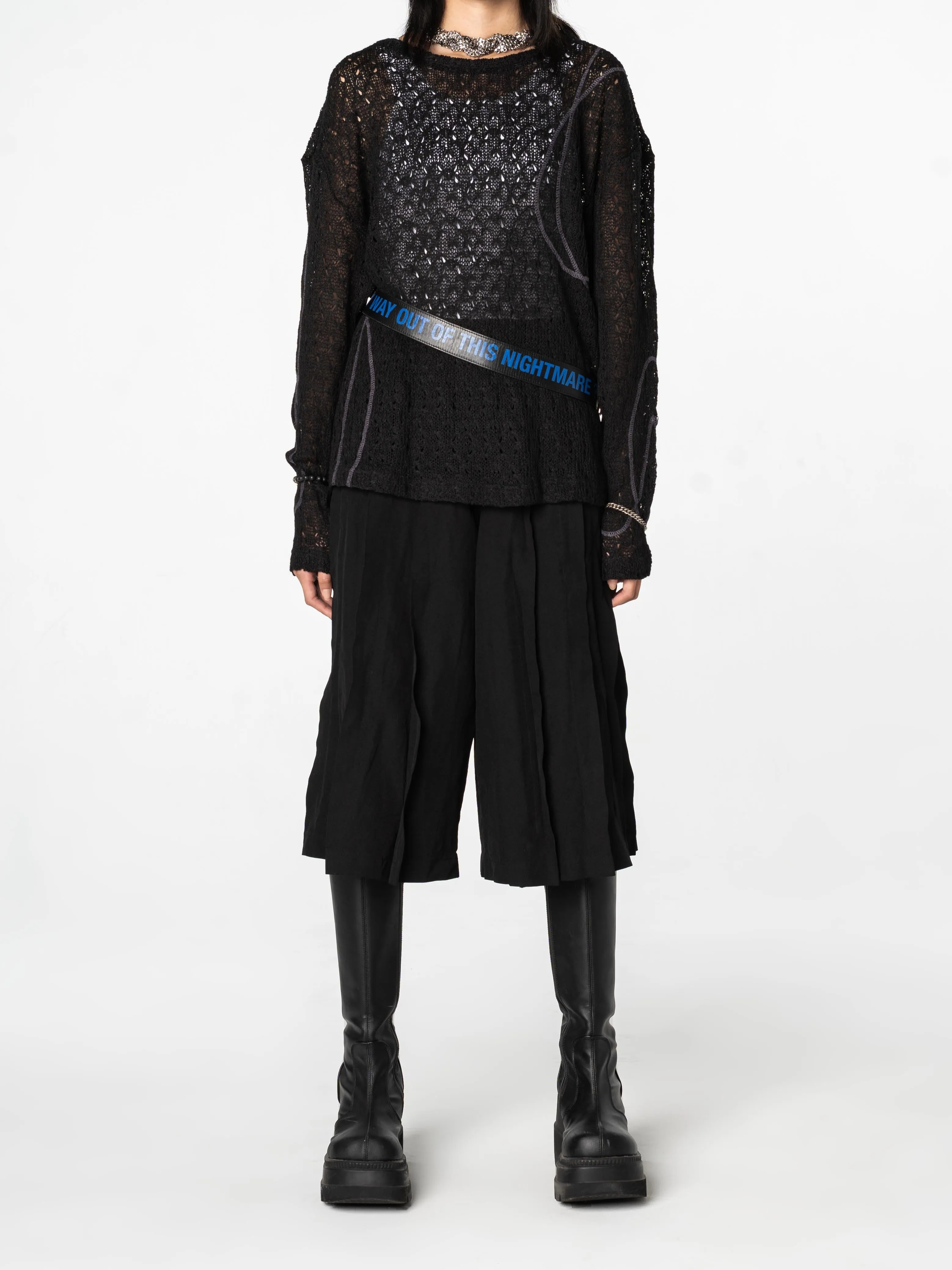 Watton Net Crewneck Sweater (Black)