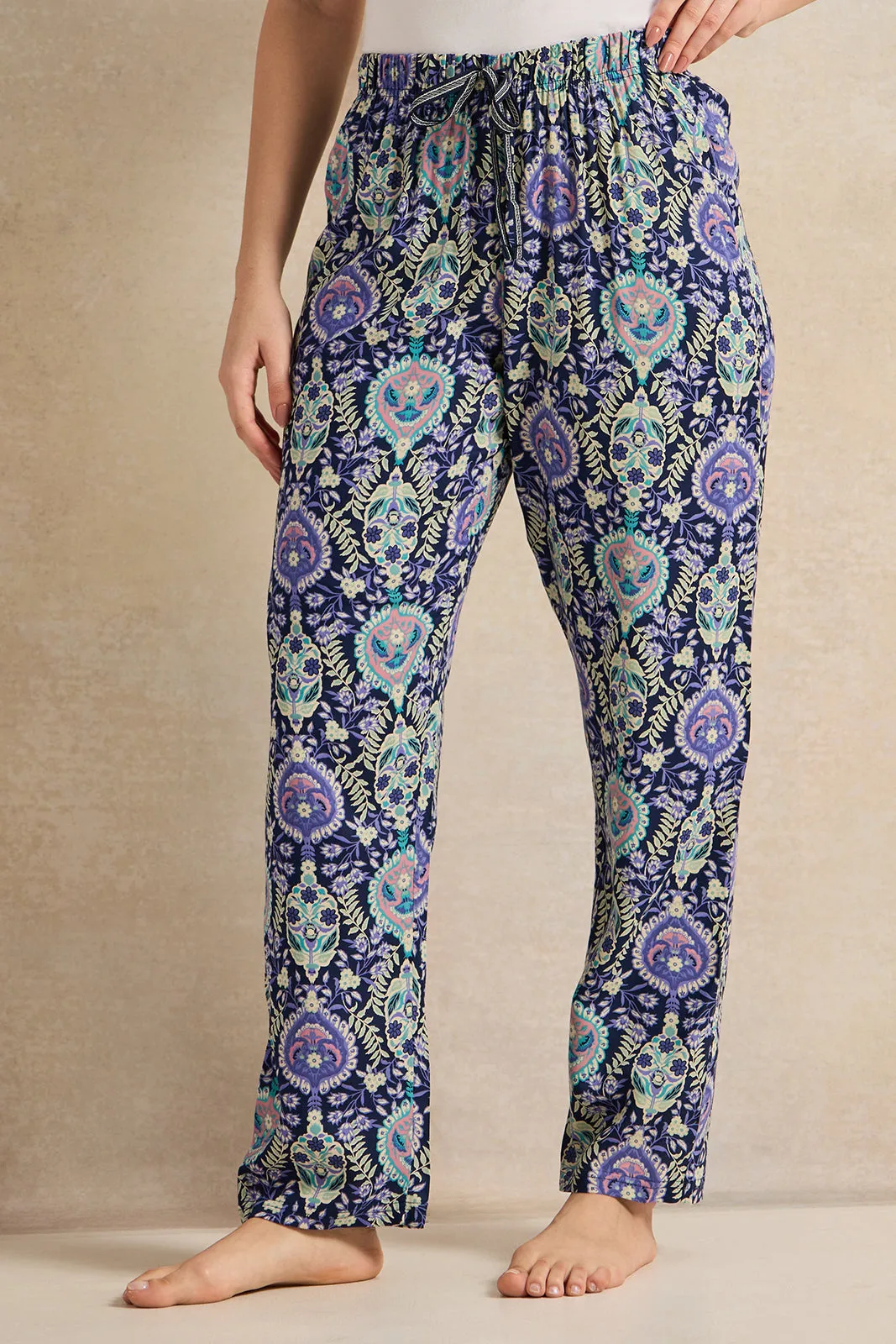 Women Black And Purple Printed Pyjama Bottom