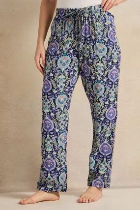 Women Black And Purple Printed Pyjama Bottom