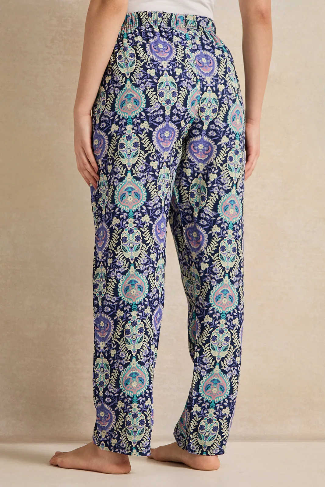 Women Black And Purple Printed Pyjama Bottom