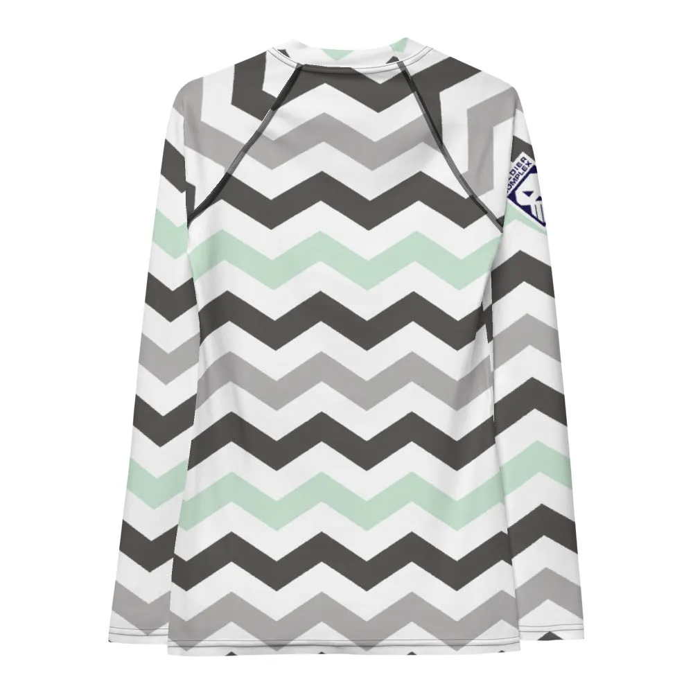 Women's Jade Zig Zag Rash Guard - Long Sleeve No Gi BJJ Compression Rash Guard for Jiu Jitsu, MMA, Grappling and Wrestling